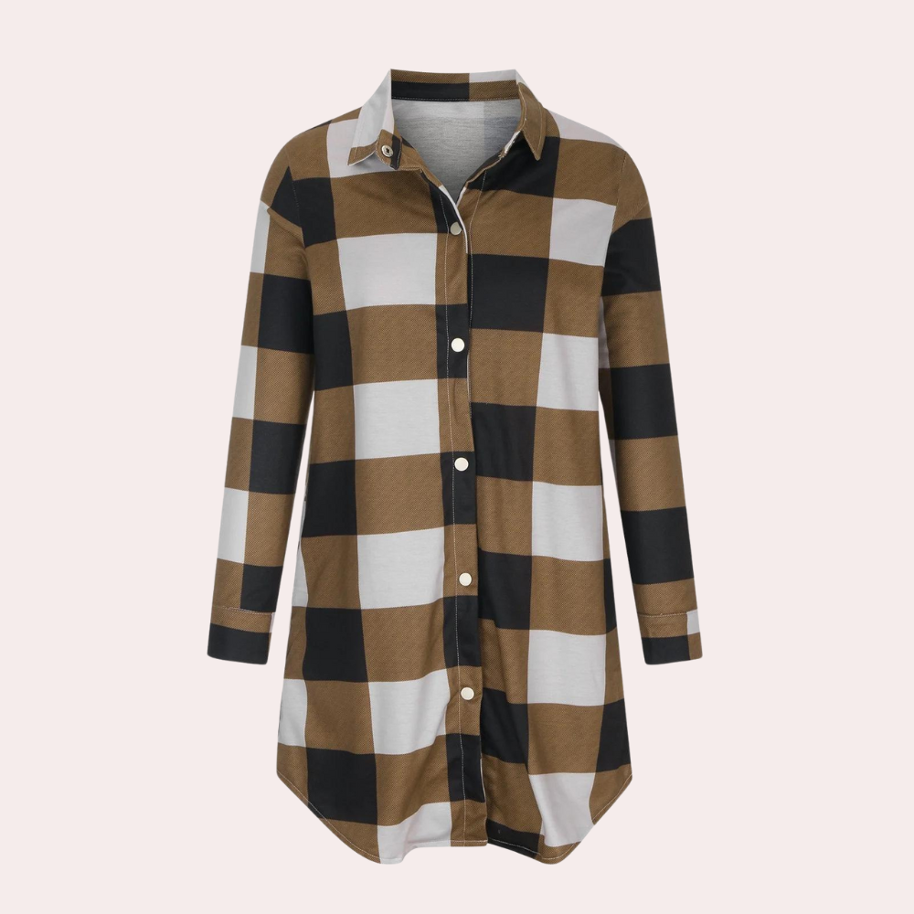Drune | Kariertes Herbstjacke in Midilänge für Damen
