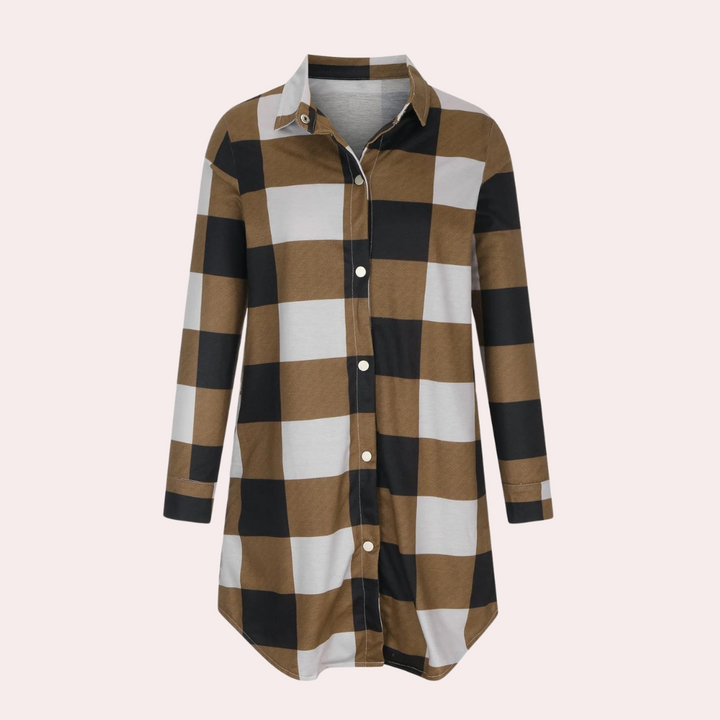 Drune | Kariertes Herbstjacke in Midilänge für Damen
