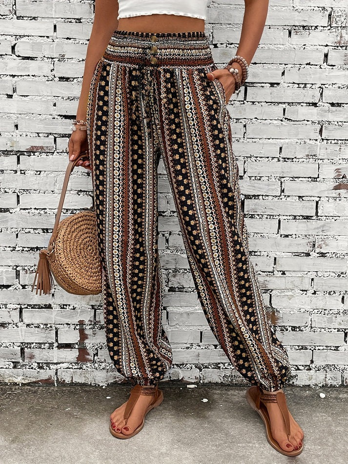 Boho Hose Damen Sommerhose mit Print