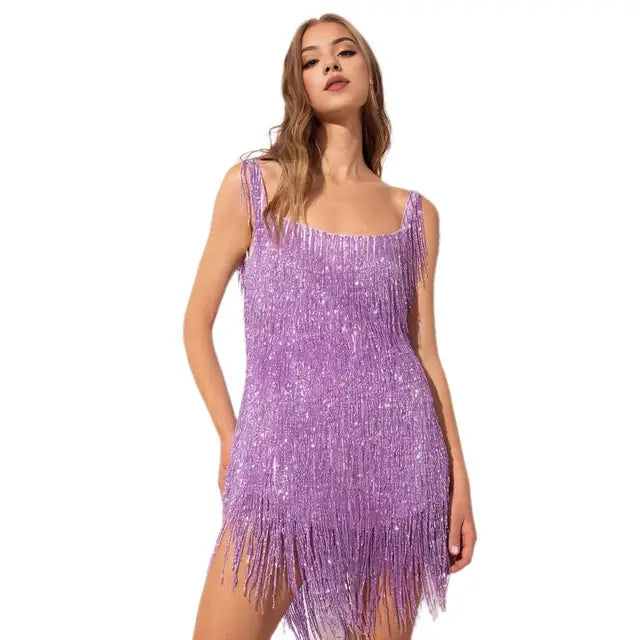 Drune | Paillettenkleid mit Fransen für Partys
