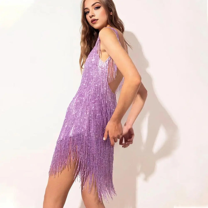 Drune | Paillettenkleid mit Fransen für Partys