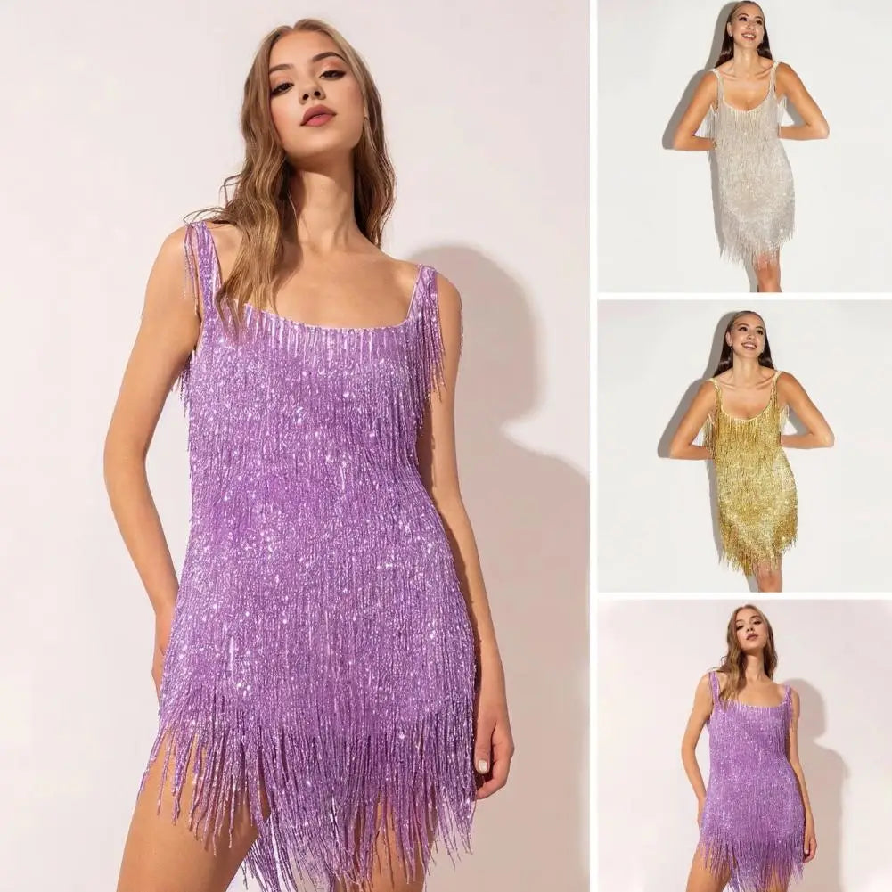 Drune | Paillettenkleid mit Fransen für Partys
