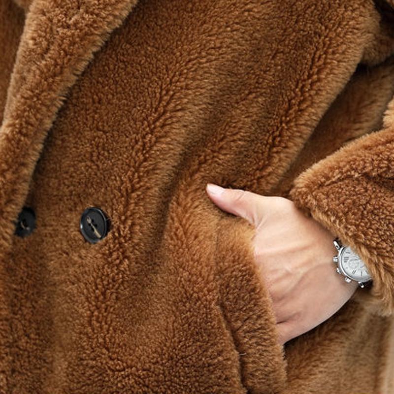 Drune | Weiches Teddy Material Doppelreiher Lang Und Warm Klassischer Schnitt