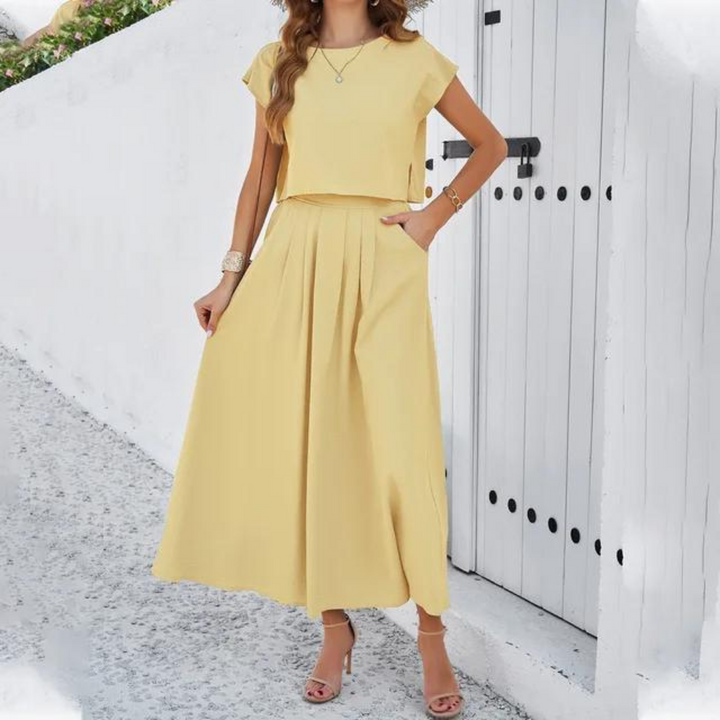 Drune | Elegantes Crop-Top- und Maxikleid-Set