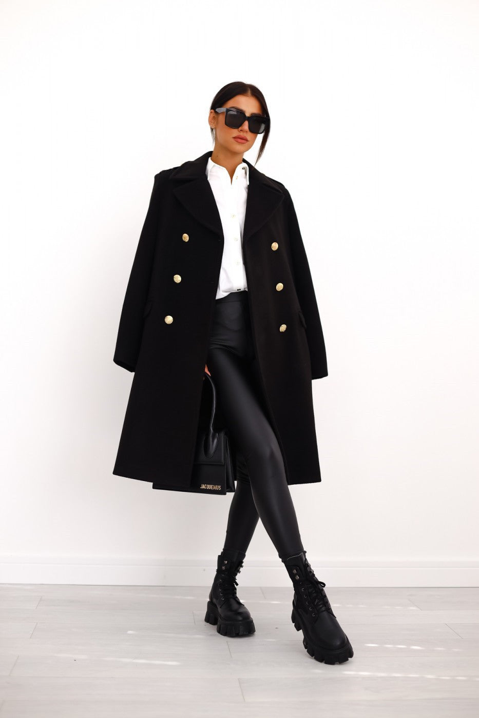 Drune | Damen Winter Wollmantel Schickes Doppelreiher Trenchdesign