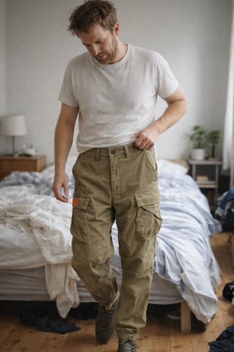 Drune Herren Cargo Jogger Cord mit Taschen Bündchen