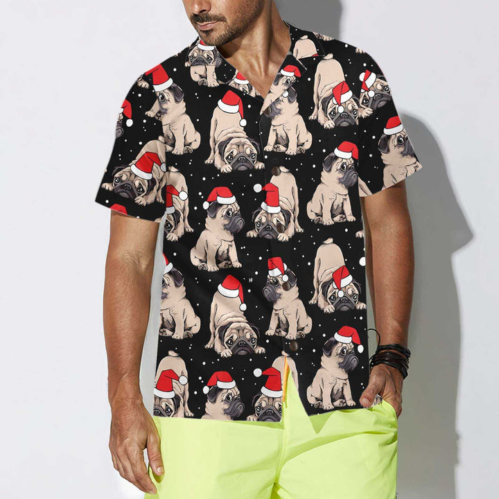 Drune | bezaubernde Weihnachts-Pug-Welpen Weihnachts-Hawaiian-Shirt, bestes Weihnachtsgeschenk für Pug-Liebhaber