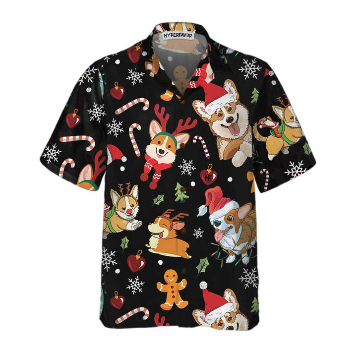Drune | Niedliche Corgis Hund Fröhliche Weihnachten Hawaiian Shirt, Lustiges Hund Weihnachten Shirt, WeihnachtsgeschenkFür Corgis Liebhaber