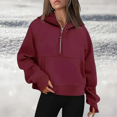 Drune | Damen leicht pullover mit halbzipper für Stil und Komfort