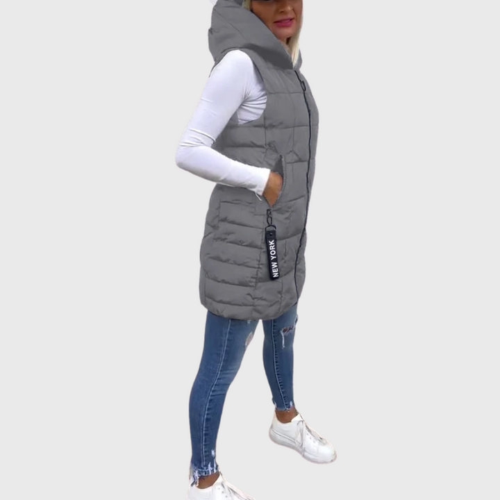 Drune | Damen Eleganter Ärmelloser Gepolsterter Wintermantel