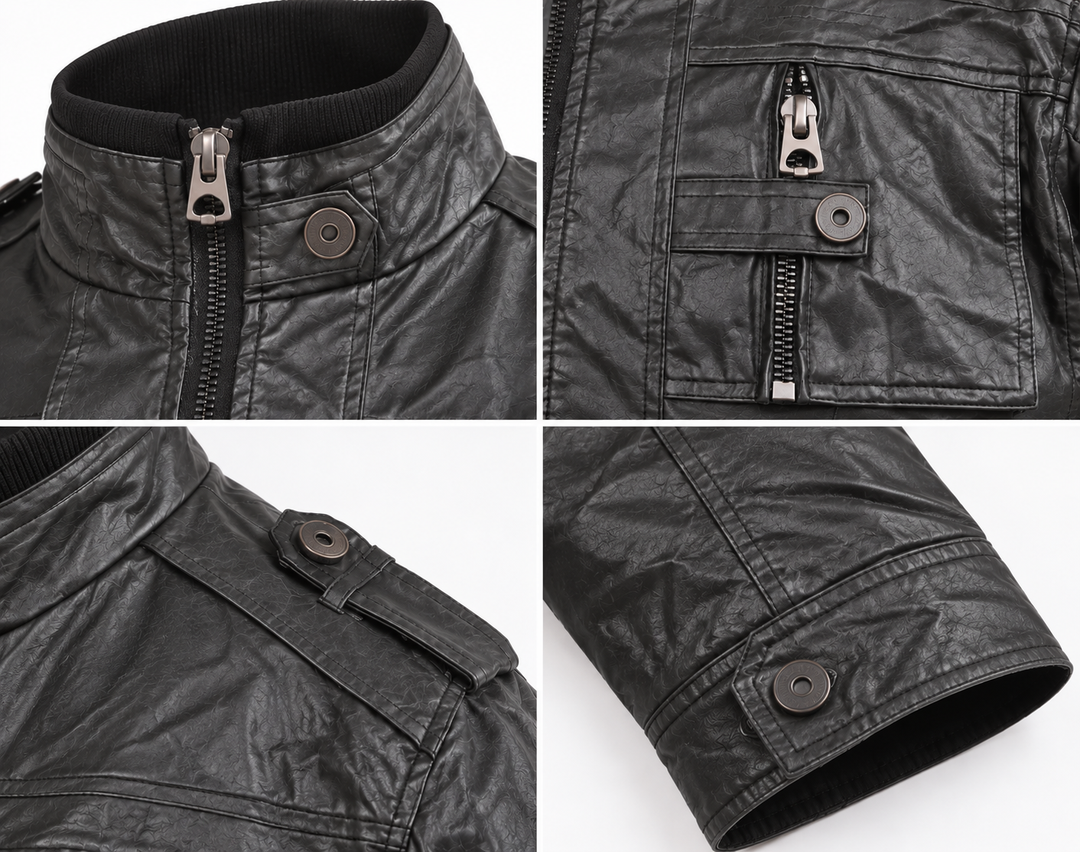 Drune | Herren Lederjacke Schwarz aus echtem Leder