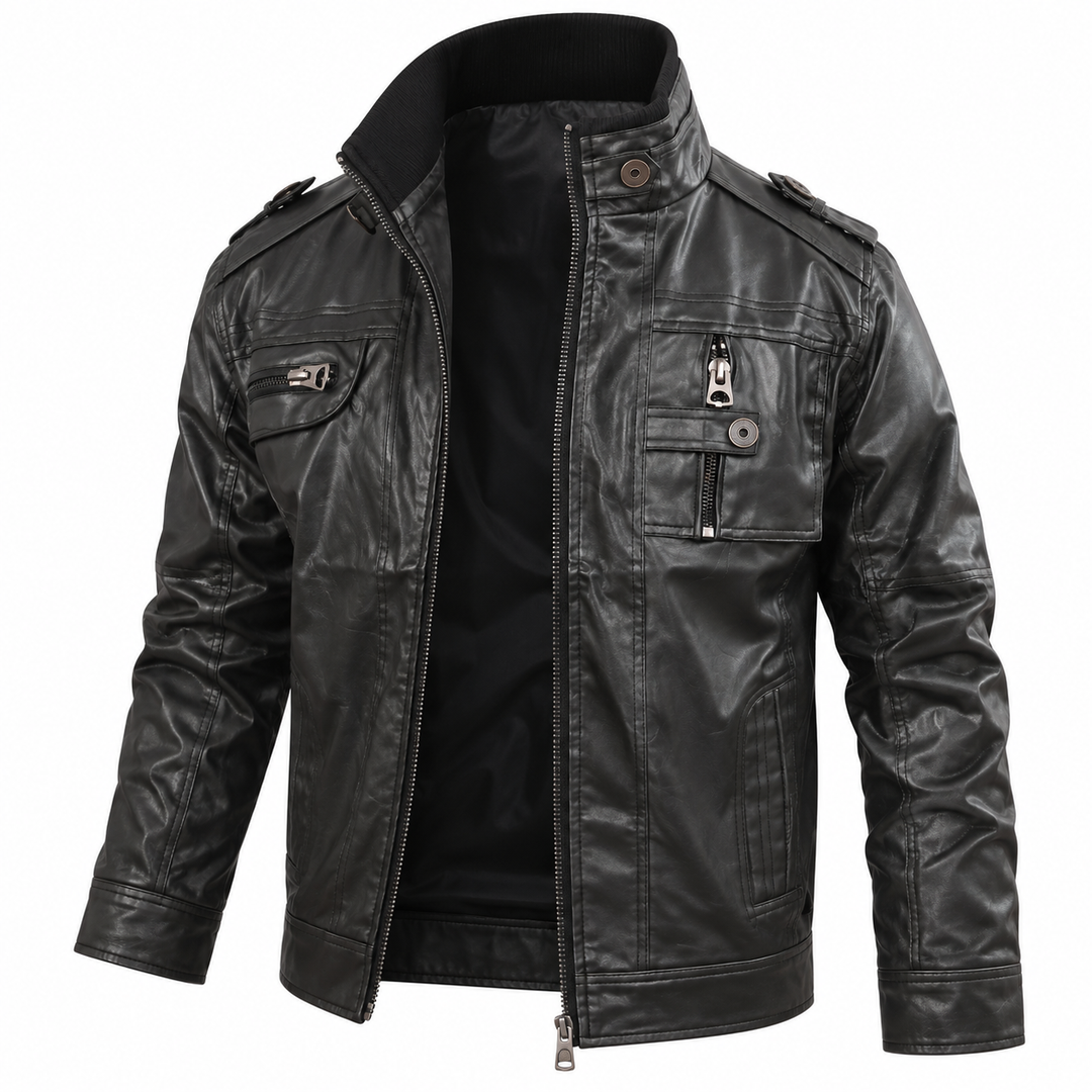 Drune | Herren Lederjacke Schwarz aus echtem Leder