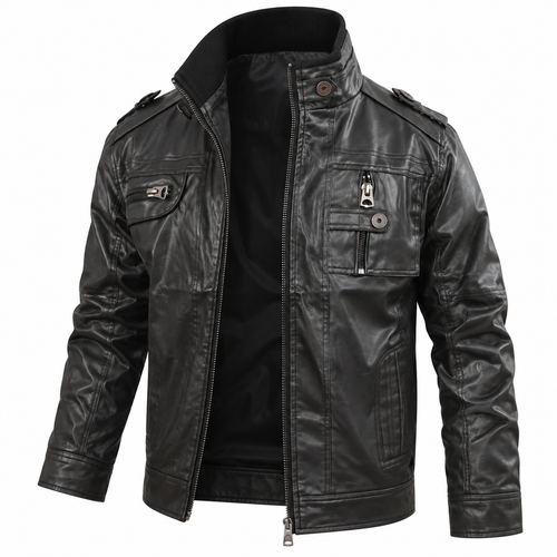 Drune | Herren Lederjacke Schwarz aus echtem Leder