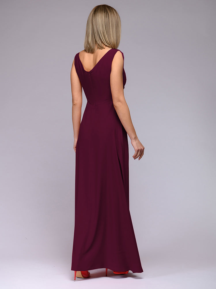 Drune | Elegantes Maxi Kleid mit Tiefem V-Ausschnitt und Schlitz