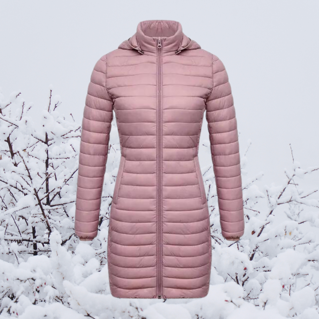 Drune | Damen Lange Warme Gepolsterte Winterjacke mit Kapuze