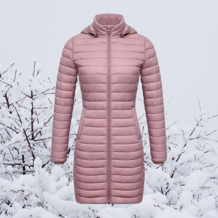 Drune | Damen Lange Warme Gepolsterte Winterjacke mit Kapuze