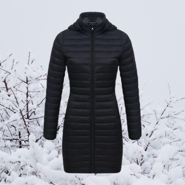 Drune | Damen Lange Warme Gepolsterte Winterjacke mit Kapuze