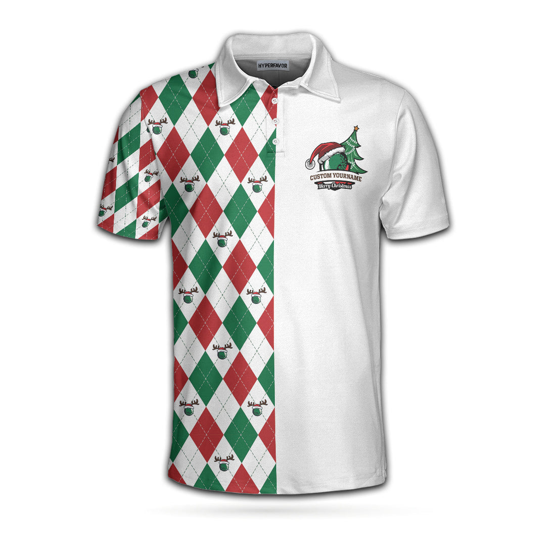 Drune | Alles, was ich mir zu Weihnachten wünsche, ist ein Hole-in-One benutzerdefiniertes Polohemd, personalisiertes Argyle Langarmhemd für Golfer