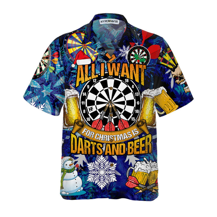 Drune | Alles, Was Ich Mir Zu Weihnachten Wünsch, Sind Darts Und Bier Hawaiian Shirt, Lustiges Weihnachts-Shirt Für Männer, Beste Xmas Geschenkidee