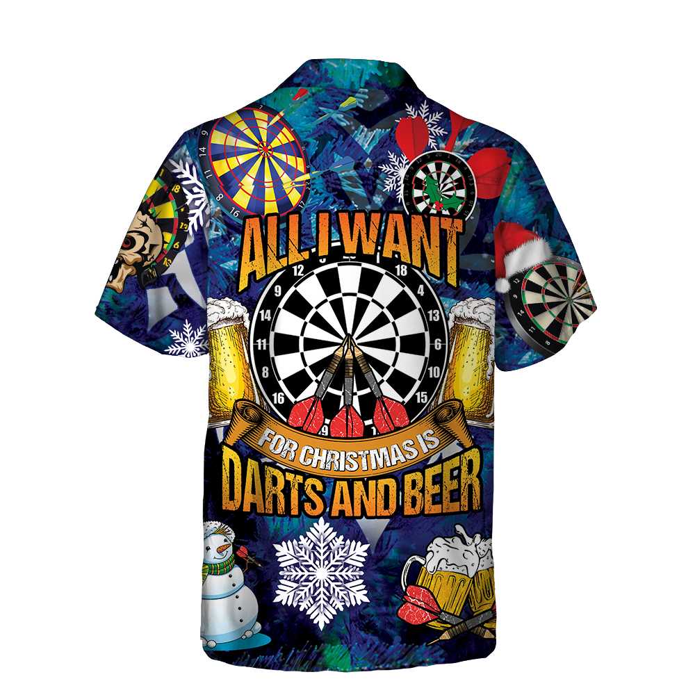 Drune | Alles, Was Ich Mir Zu Weihnachten Wünsch, Sind Darts Und Bier Hawaiian Shirt, Lustiges Weihnachts-Shirt Für Männer, Beste Xmas Geschenkidee