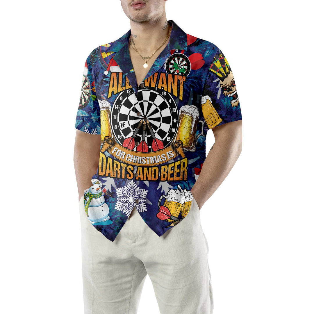 Drune | Alles, Was Ich Mir Zu Weihnachten Wünsch, Sind Darts Und Bier Hawaiian Shirt, Lustiges Weihnachts-Shirt Für Männer, Beste Xmas Geschenkidee
