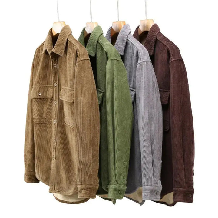 Drune | Shirtjacke Cord Gefüttert Knopfverschluss Brusttaschen