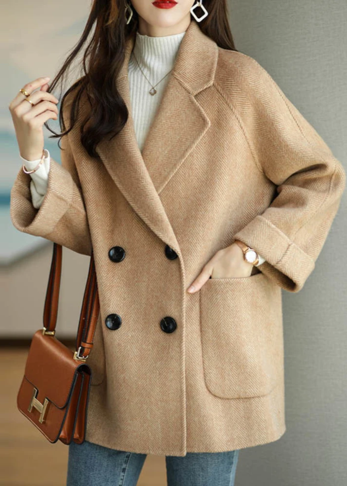 Drune | Damen Wollmischung Trenchcoat mit doppelter Knopfleiste und Reverskragen