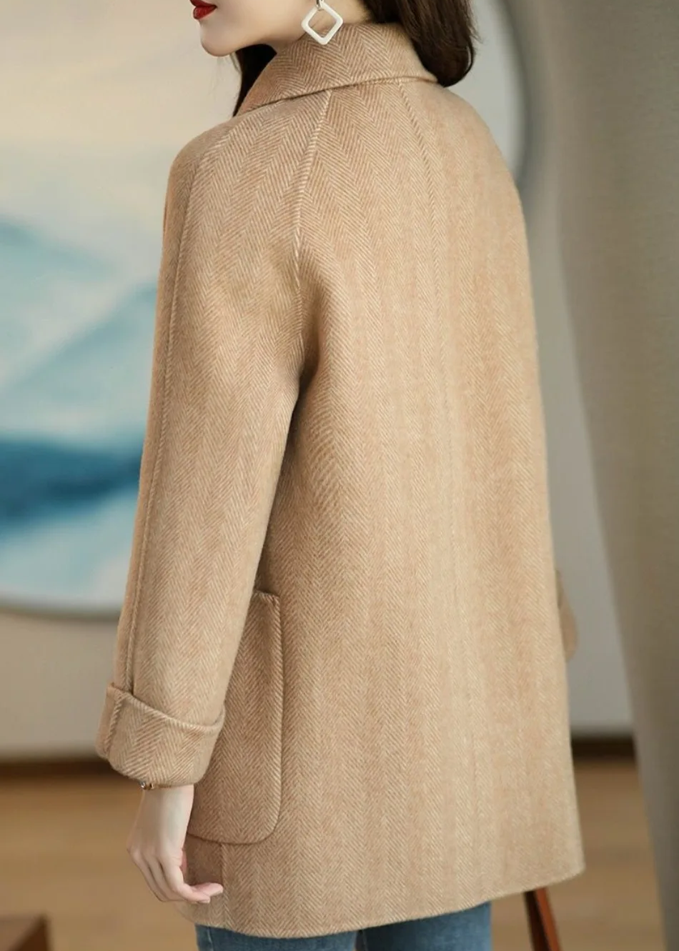 Drune | Damen Wollmischung Trenchcoat mit doppelter Knopfleiste und Reverskragen