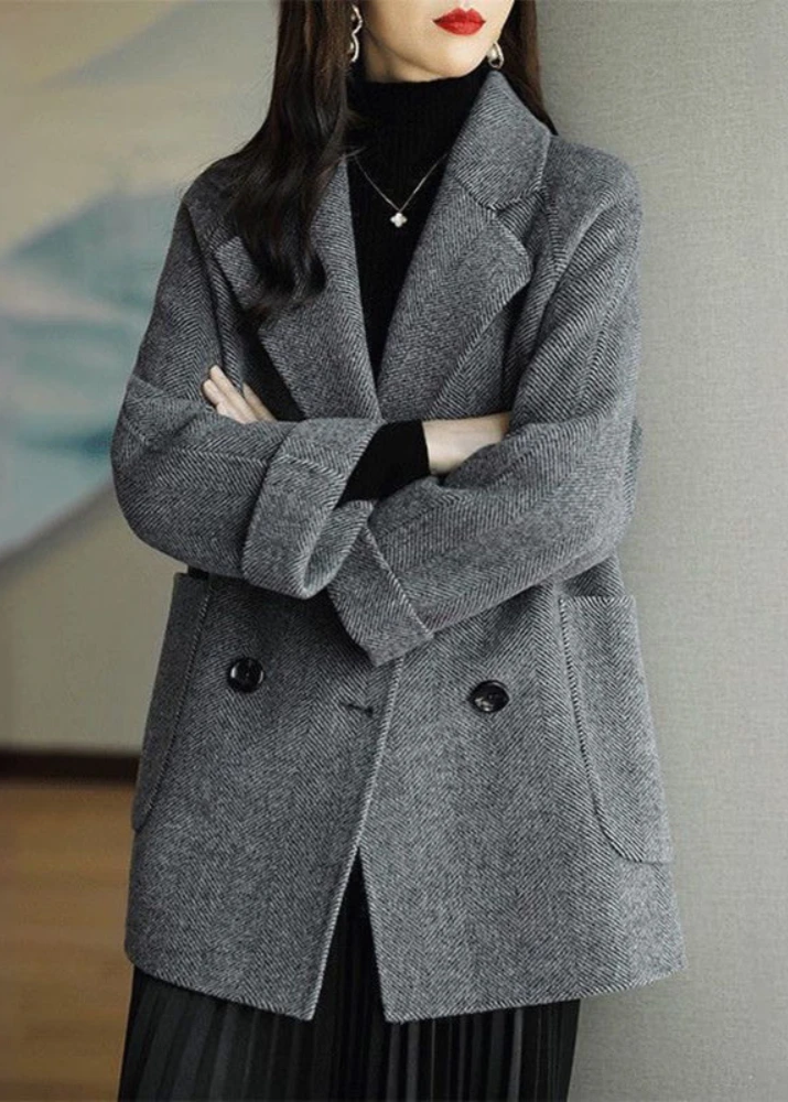 Drune | Damen Wollmischung Trenchcoat mit doppelter Knopfleiste und Reverskragen