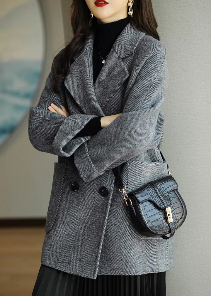 Drune | Damen Wollmischung Trenchcoat mit doppelter Knopfleiste und Reverskragen