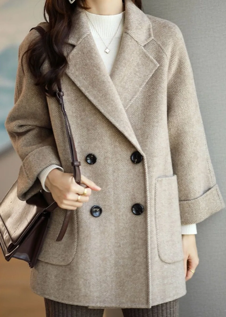 Drune | Damen Wollmischung Trenchcoat mit doppelter Knopfleiste und Reverskragen