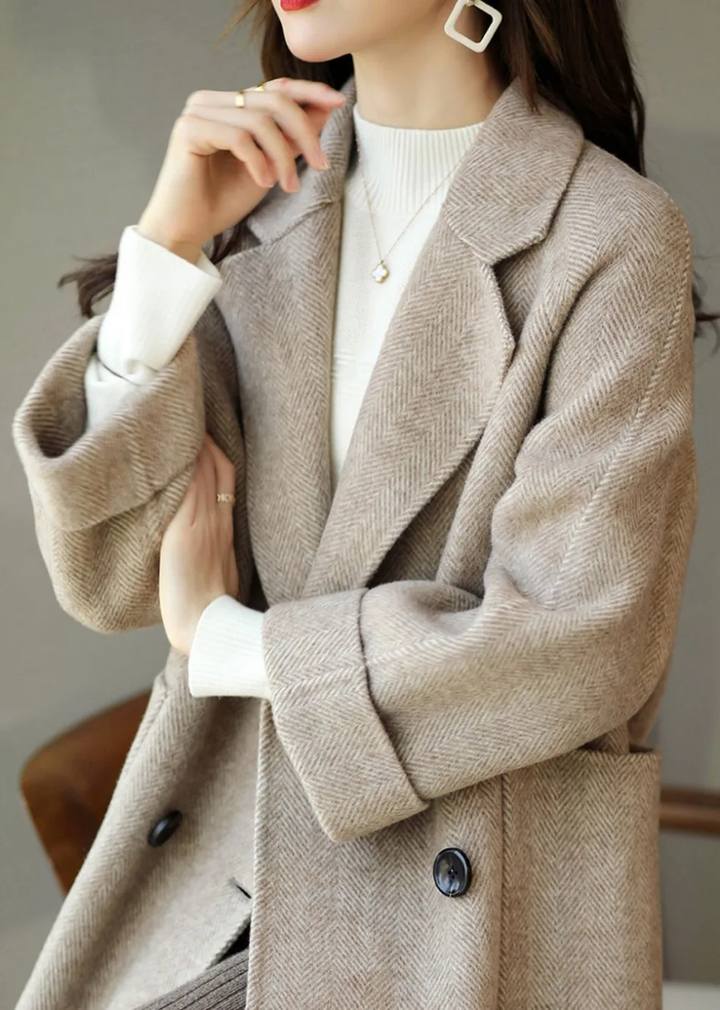 Drune | Damen Wollmischung Trenchcoat mit doppelter Knopfleiste und Reverskragen
