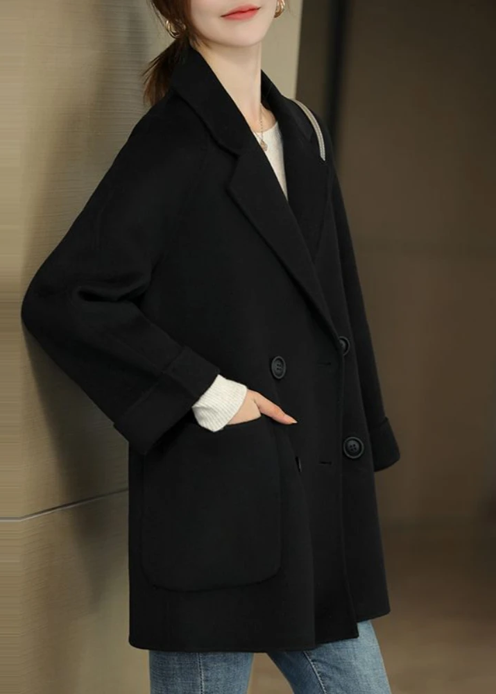 Drune | Damen Wollmischung Trenchcoat mit doppelter Knopfleiste und Reverskragen