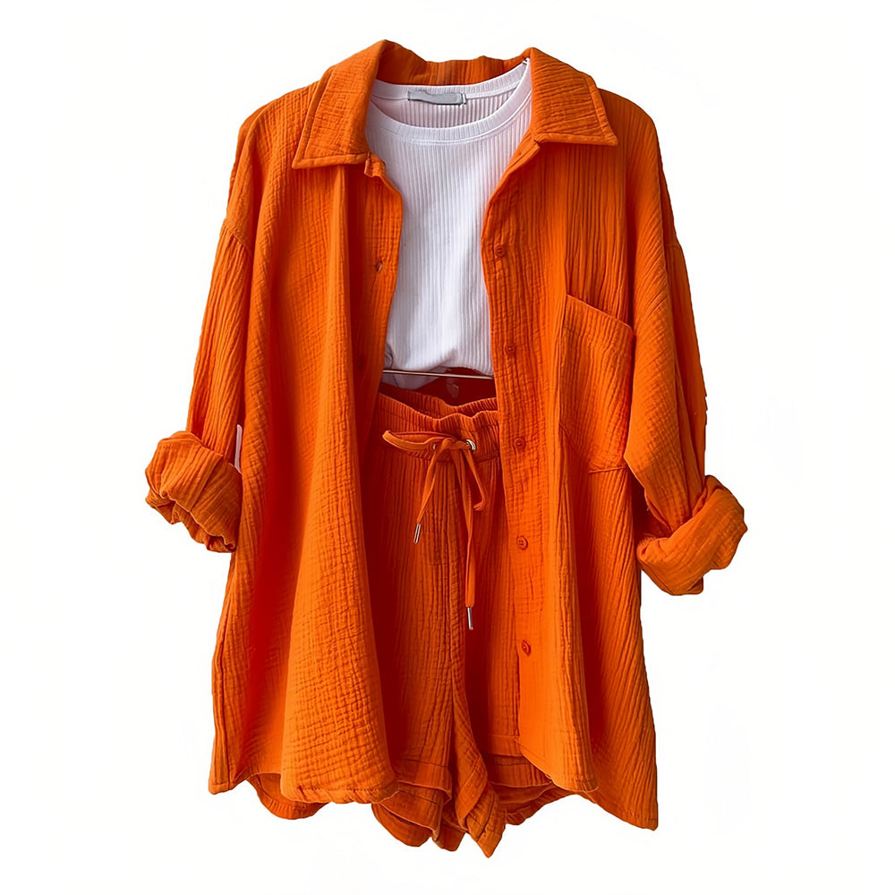 Drune | Sonnenschutz-Shirt-Set für Damen (Langarmshirt + Shorts)