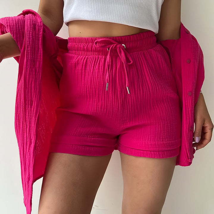 Drune | Sonnenschutz-Shirt-Set für Damen (Langarmshirt + Shorts)