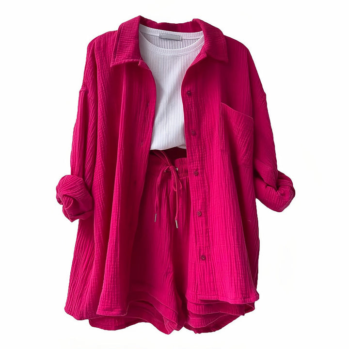 Drune | Sonnenschutz-Shirt-Set für Damen (Langarmshirt + Shorts)