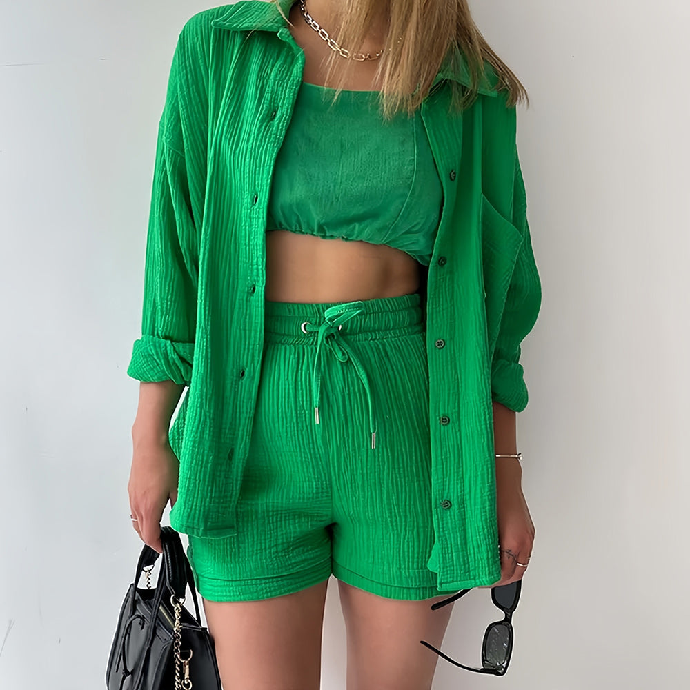 Drune | Sonnenschutz-Shirt-Set für Damen (Langarmshirt + Shorts)