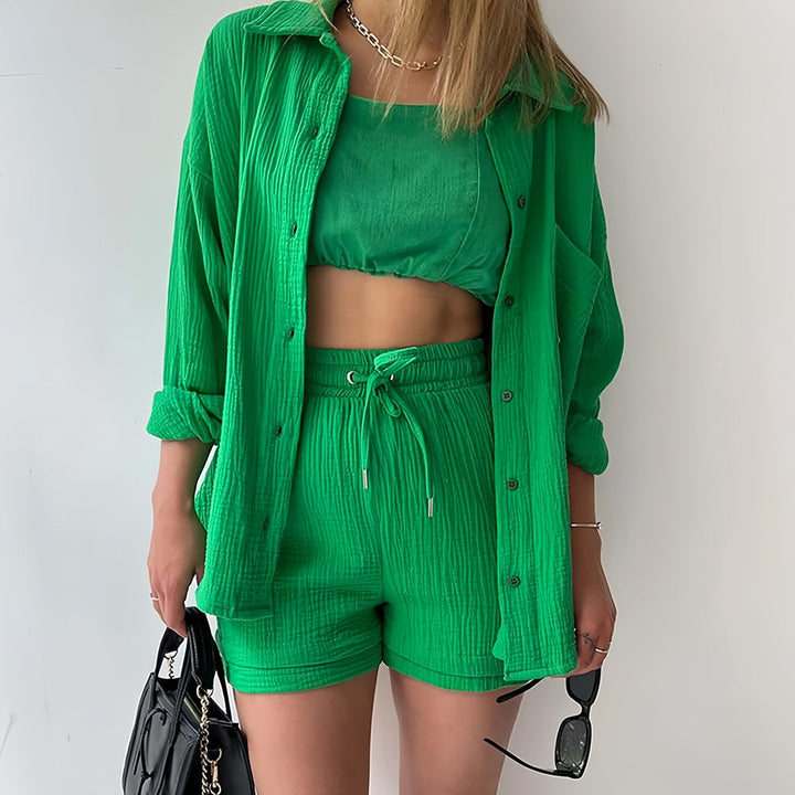 Drune | Sonnenschutz-Shirt-Set für Damen (Langarmshirt + Shorts)