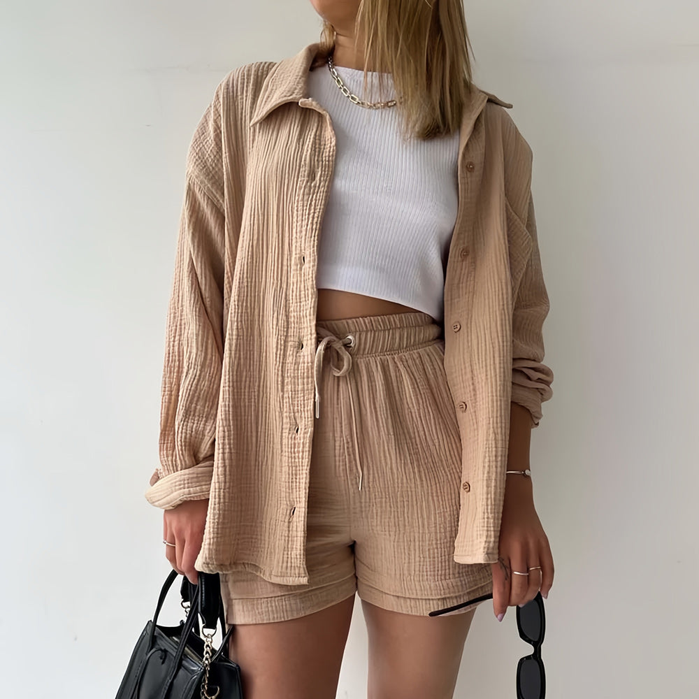 Drune | Sonnenschutz-Shirt-Set für Damen (Langarmshirt + Shorts)