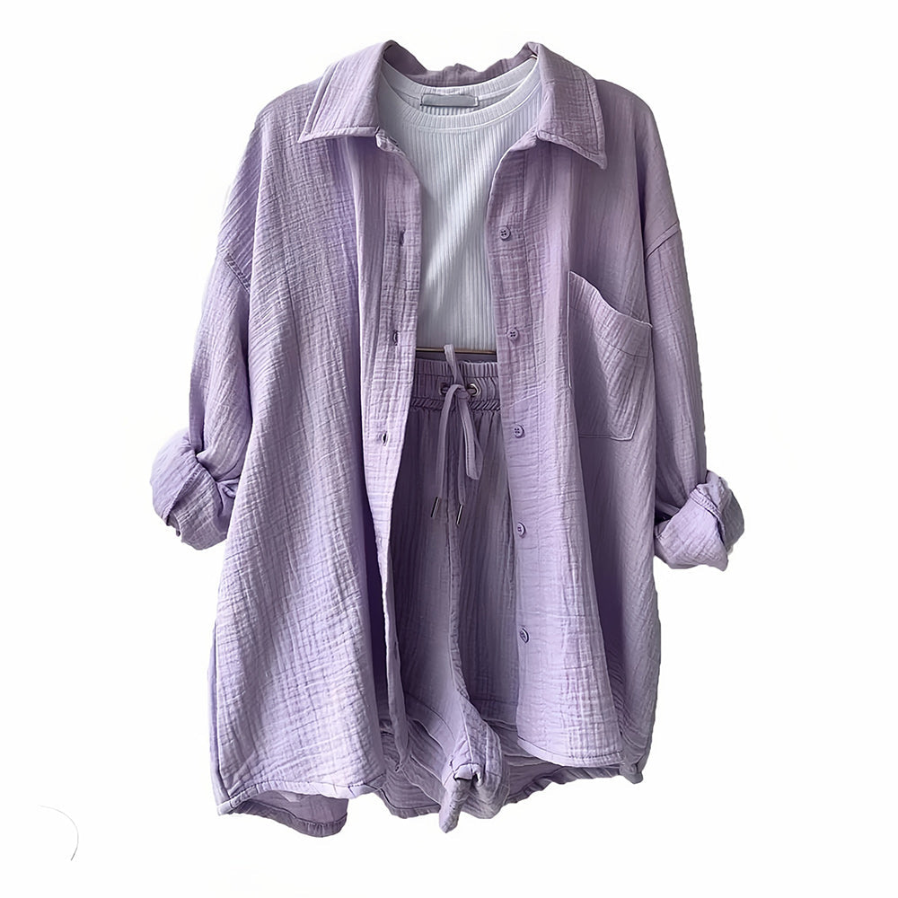 Drune | Sonnenschutz-Shirt-Set für Damen (Langarmshirt + Shorts)