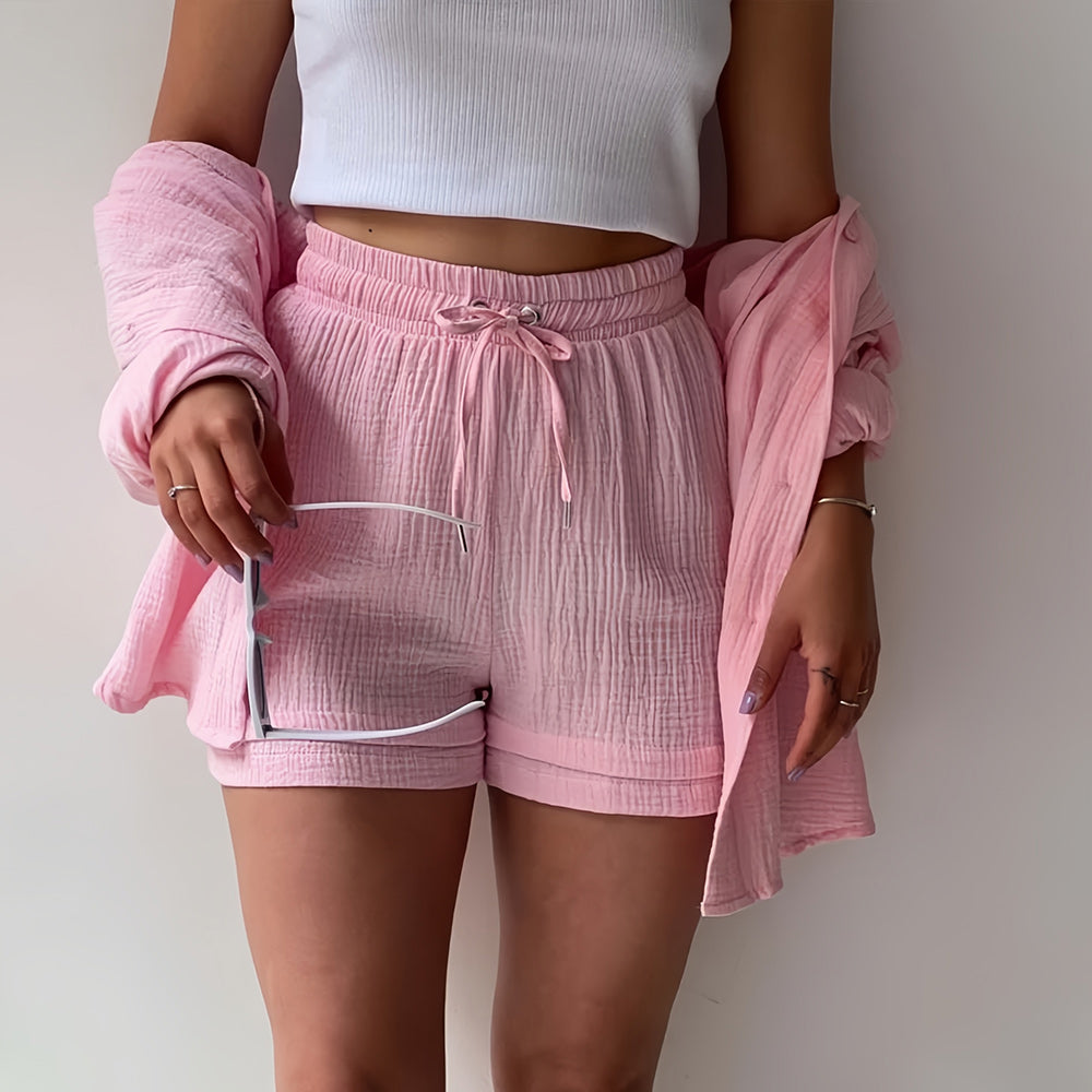 Drune | Sonnenschutz-Shirt-Set für Damen (Langarmshirt + Shorts)