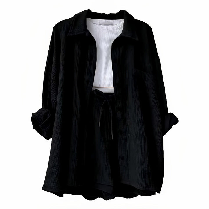 Drune | Sonnenschutz-Shirt-Set für Damen (Langarmshirt + Shorts)