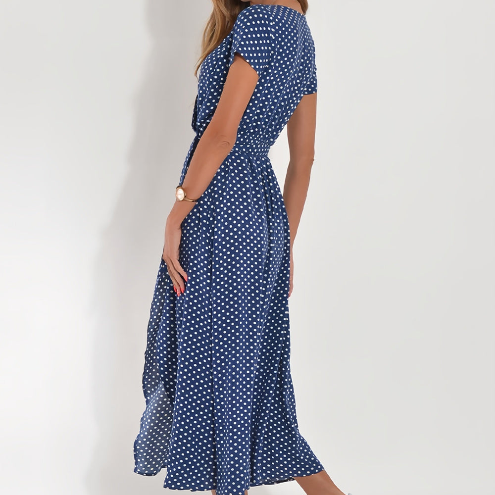 Drune | bedrucktes V-Ausschnitt Sommerkleid mit Schlitz