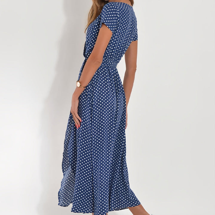 Drune | bedrucktes V-Ausschnitt Sommerkleid mit Schlitz