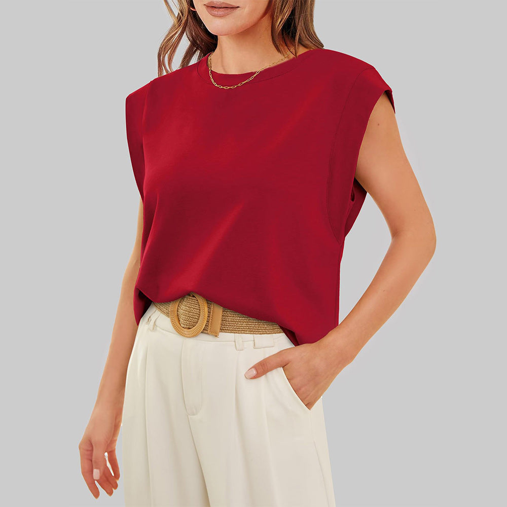 Drune | Damen Frühling und Sommer Rundhals ärmelloses T-Shirt