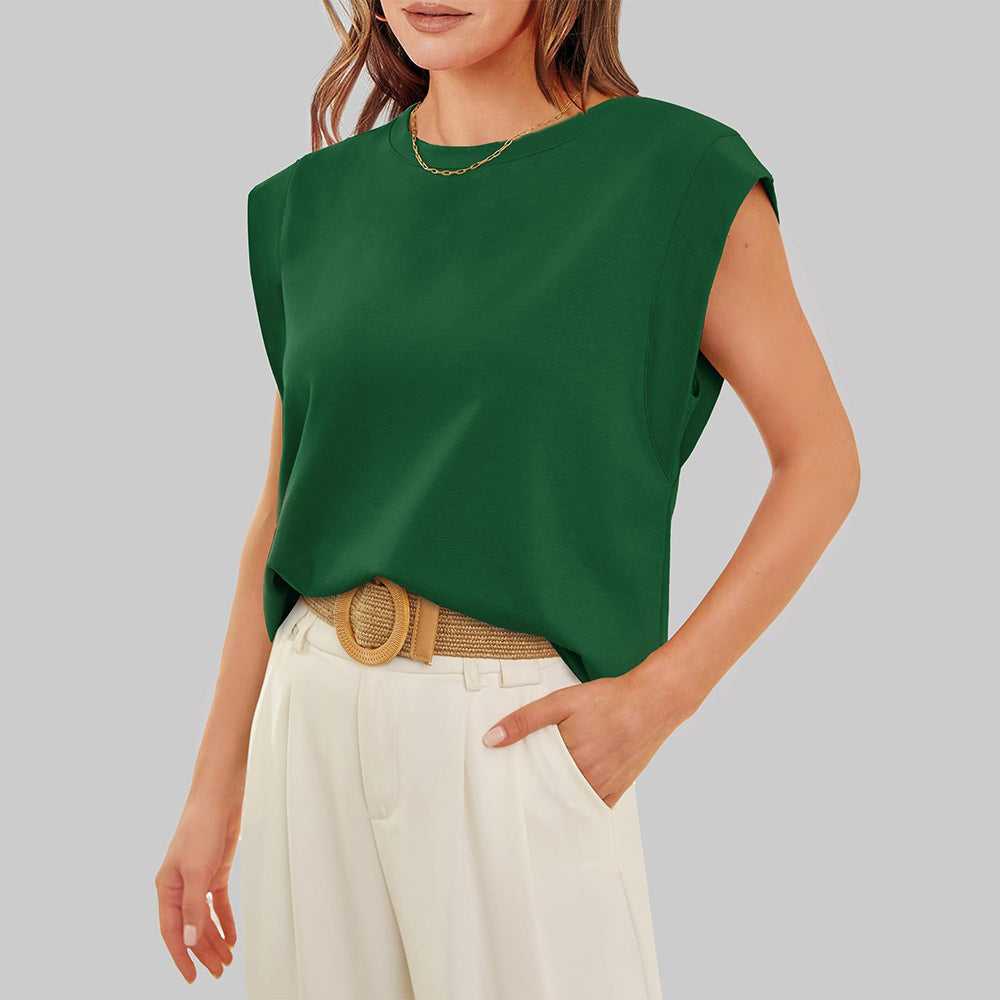 Drune | Damen Frühling und Sommer Rundhals ärmelloses T-Shirt