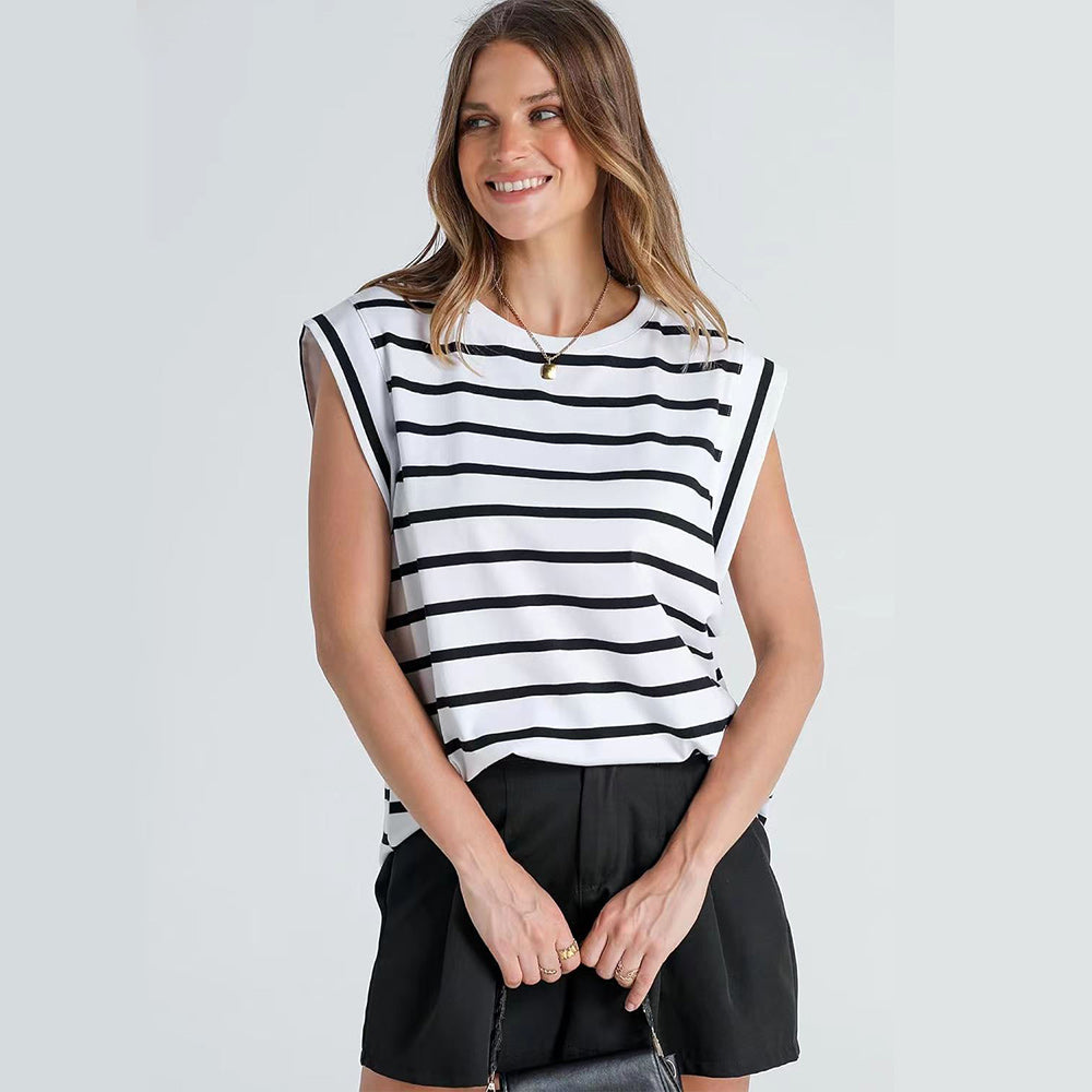 Drune | Damen Frühling und Sommer Rundhals ärmelloses T-Shirt