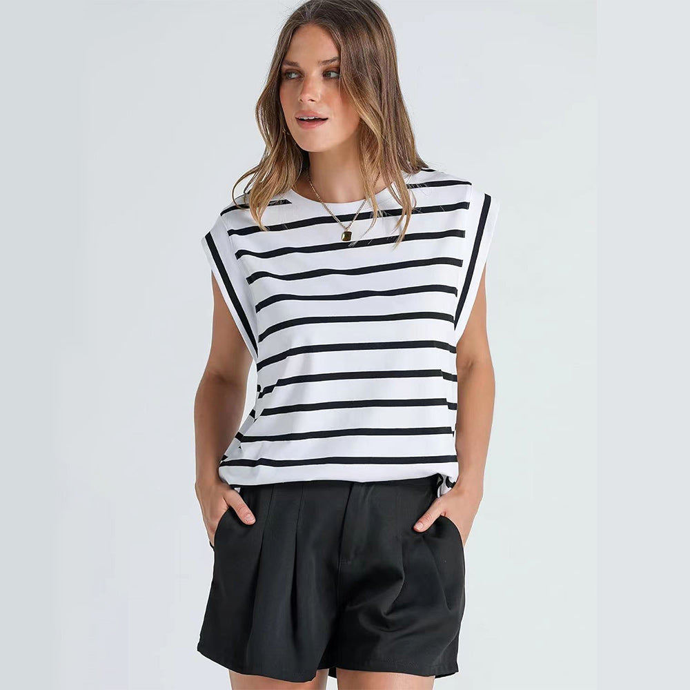 Drune | Damen Frühling und Sommer Rundhals ärmelloses T-Shirt