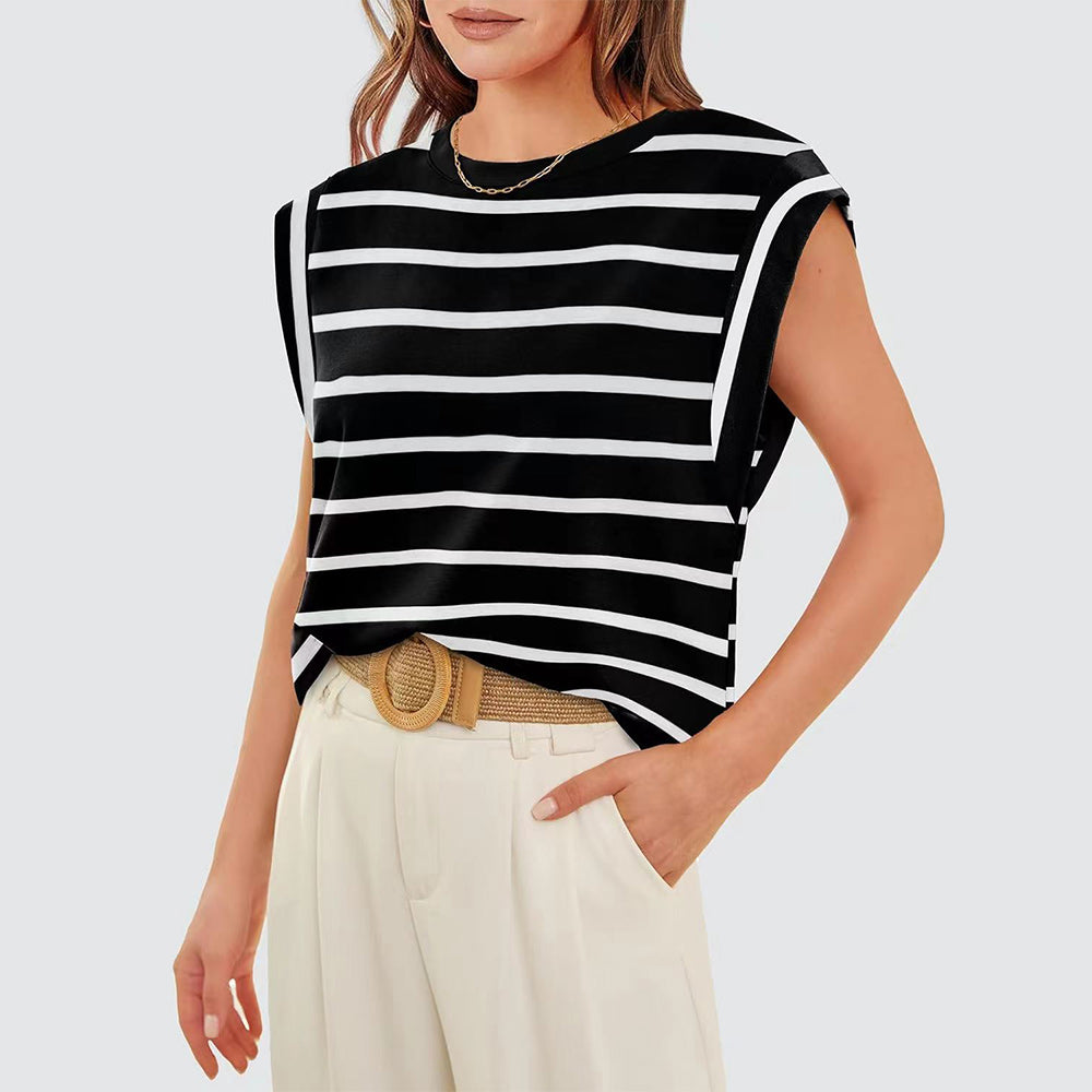 Drune | Damen Frühling und Sommer Rundhals ärmelloses T-Shirt