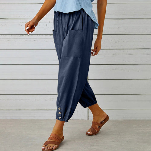Drune | kurze Damen-Overalls aus Baumwolle und Leinen mit Taschen und Knöpfen